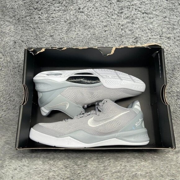 Nike Kobe 8 (GS) Wolf Grey White Size 5.5Y = 7 Women's Basketball FN0266-003 - Picture 8 of 9